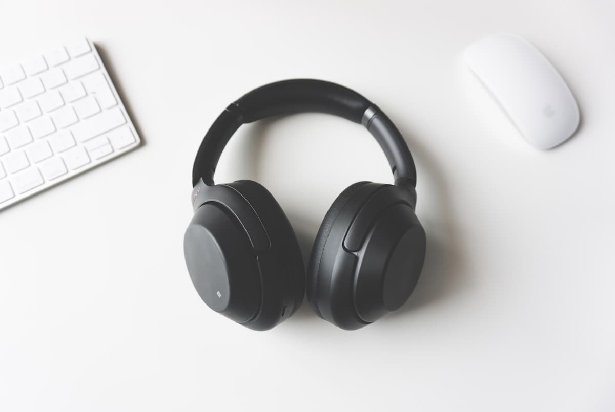 Headphones photographed as an example of everyday desk accessories